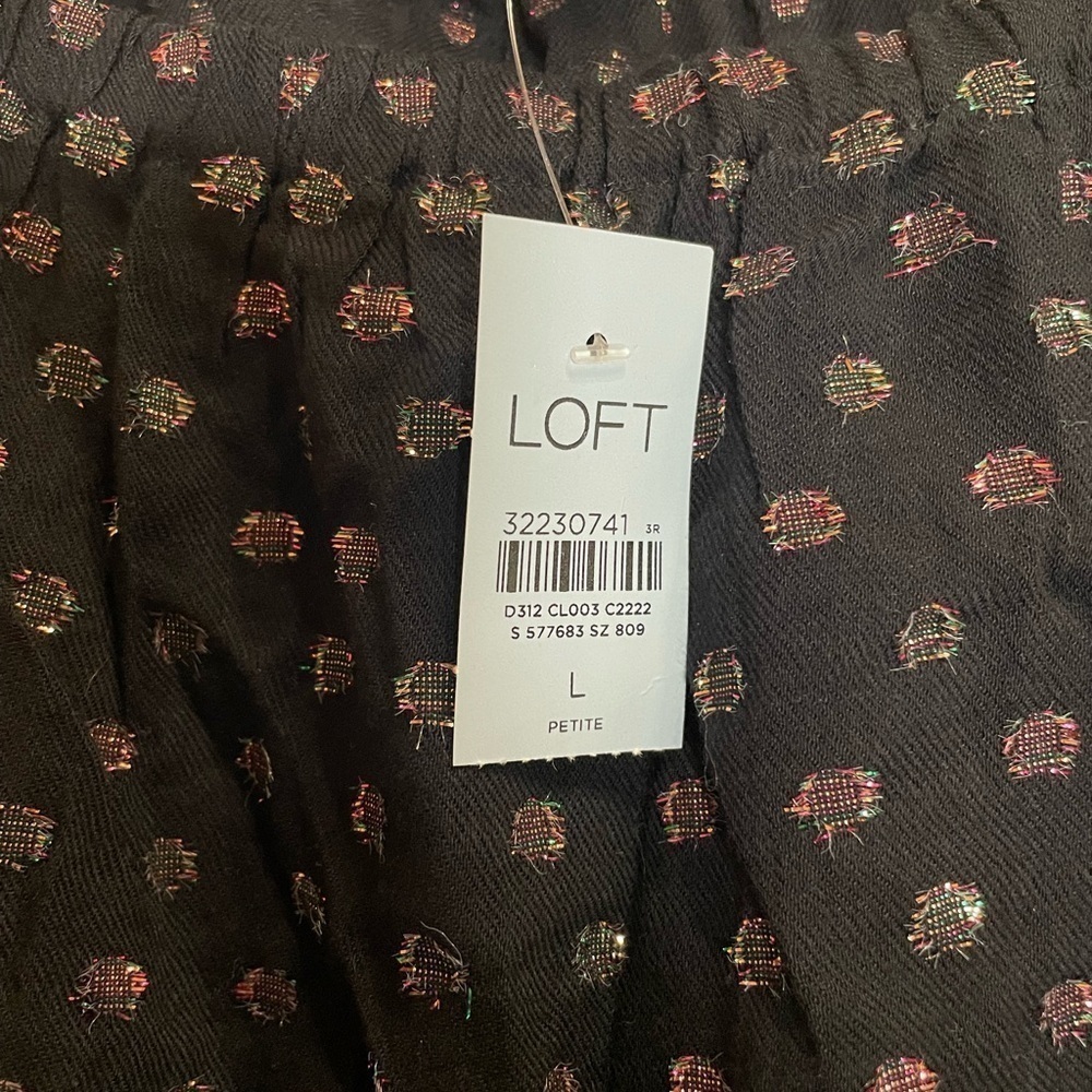 Loft NWT Shimmer Dot Square Neck Peplum Blouse Large Petite - Picture 7 of 7